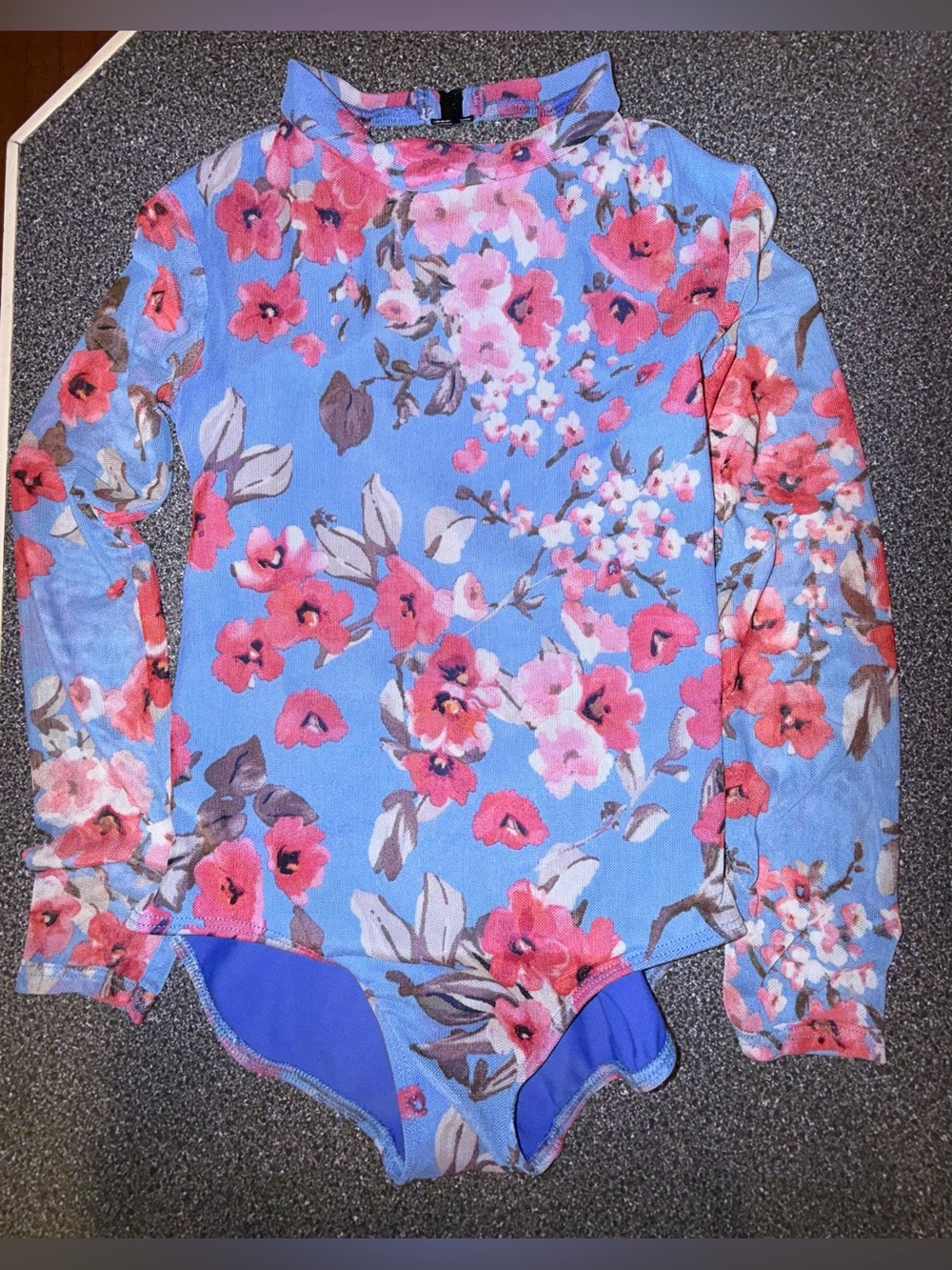 Five Dancewear Leotard Blue Floral Long-Sleeve Size Youth X-Large